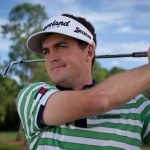 Keegan Bradley holding the finish